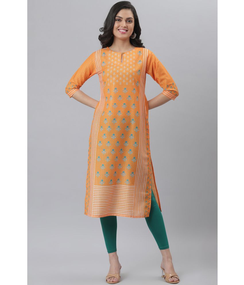     			Fashion Dream - Orange Polyester Women's Straight Kurti ( Pack of 1 )