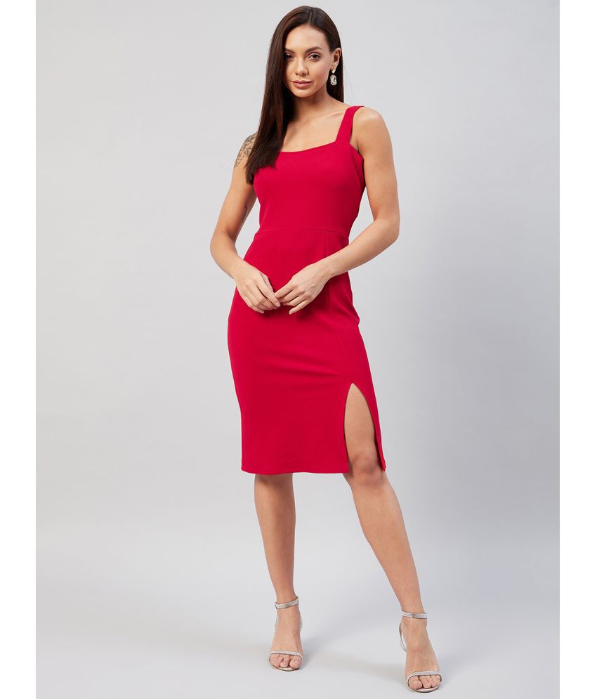 Rare - Red Polyester Blend Women's Bodycon Dress ( Pack of 1 )