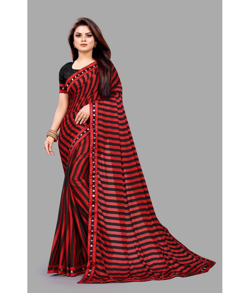     			Gazal Fashions - Red Satin Saree With Blouse Piece ( Pack of 1 )