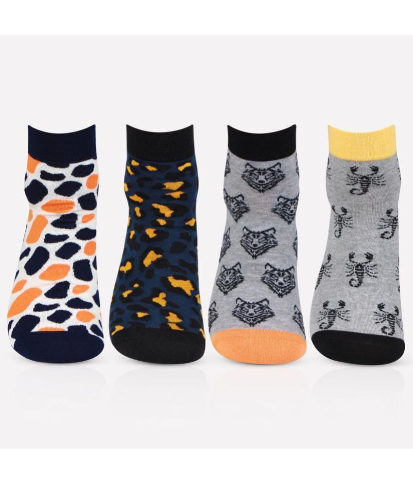     			Bonjour - Multicolor Cotton Blend Men's Ankle Length Socks ( Pack of 4 )