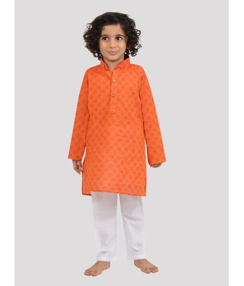     			Maharaja Pack of 1 Boys Cotton Kurta Sets ( Dark Orange )