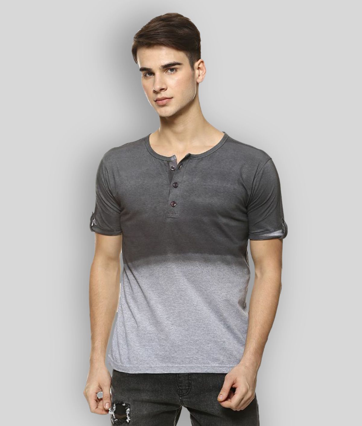     			Campus Sutra - Grey Cotton Regular Fit  Men's T-Shirt ( Pack of 1 )