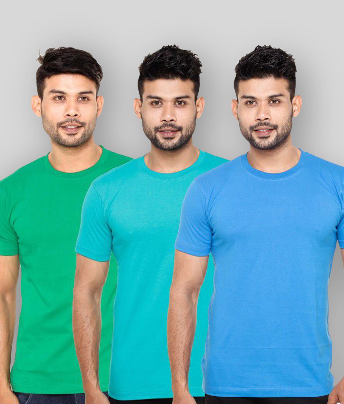     			FLEXIMAA - Green Cotton Regular Fit Men's T-Shirt ( Pack of 3 )