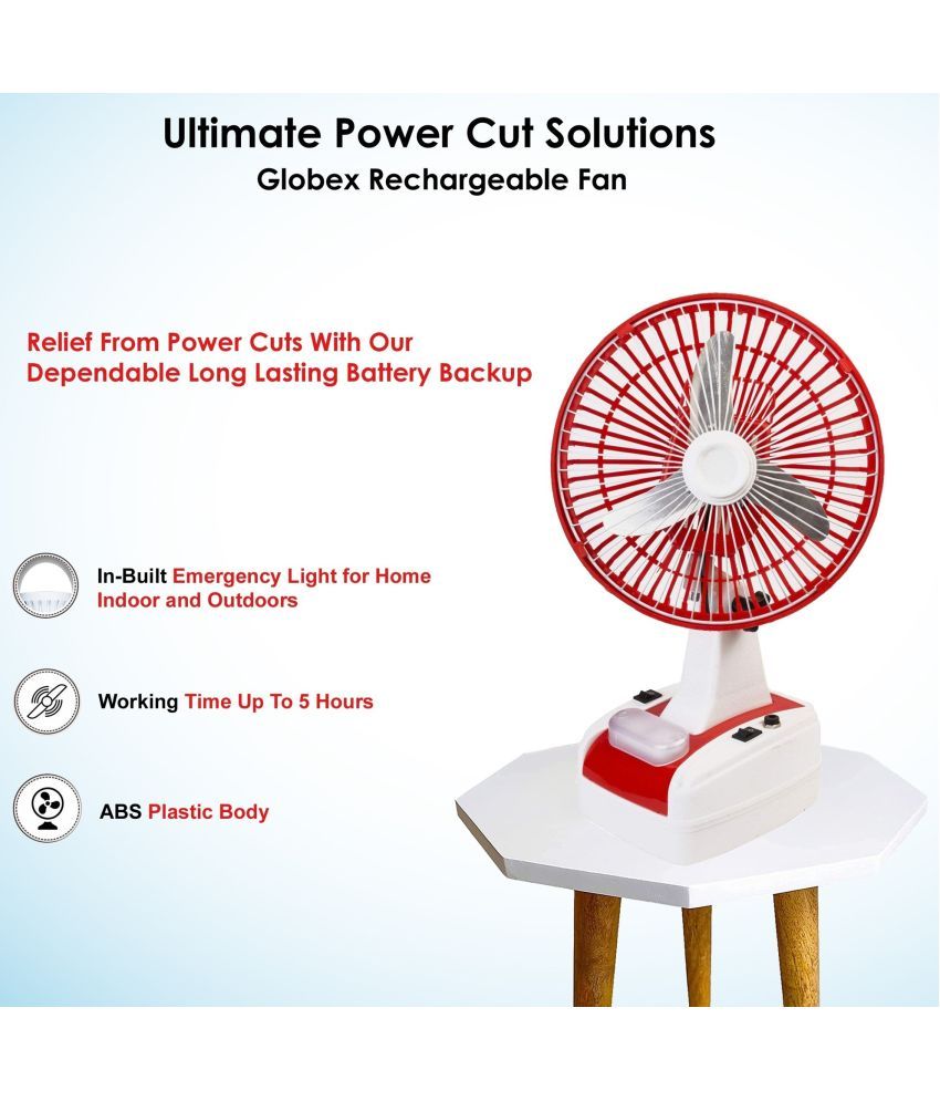 Globex 230 Rechargeable Fan TableFan Red Price in India Buy Globex