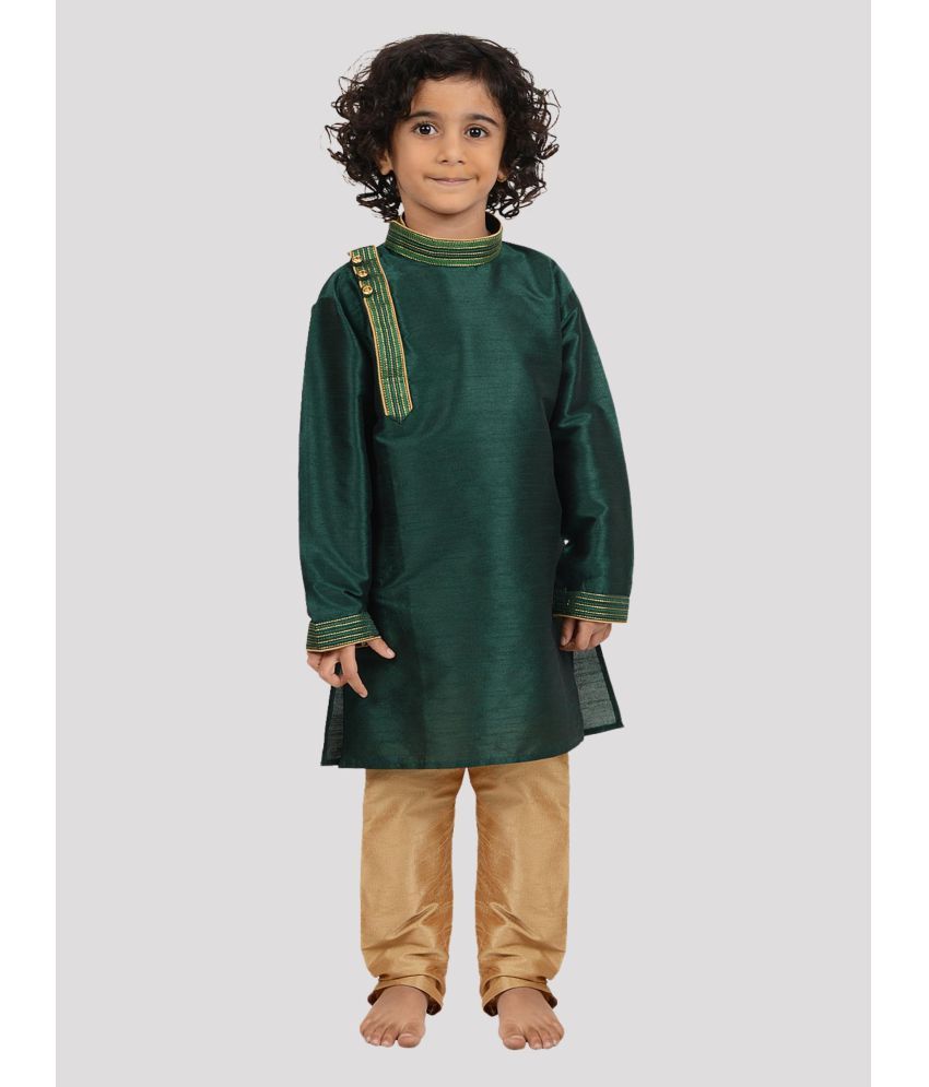     			Maharaja Boys Silk Ethnic - Pattern Kurta Pant Set ( Green , Pack of 1 )