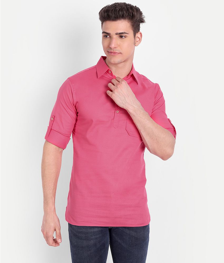     			Vida Loca - Dark Pink 100 percent Cotton Men's Shirt Style Kurta ( Pack of 1 )