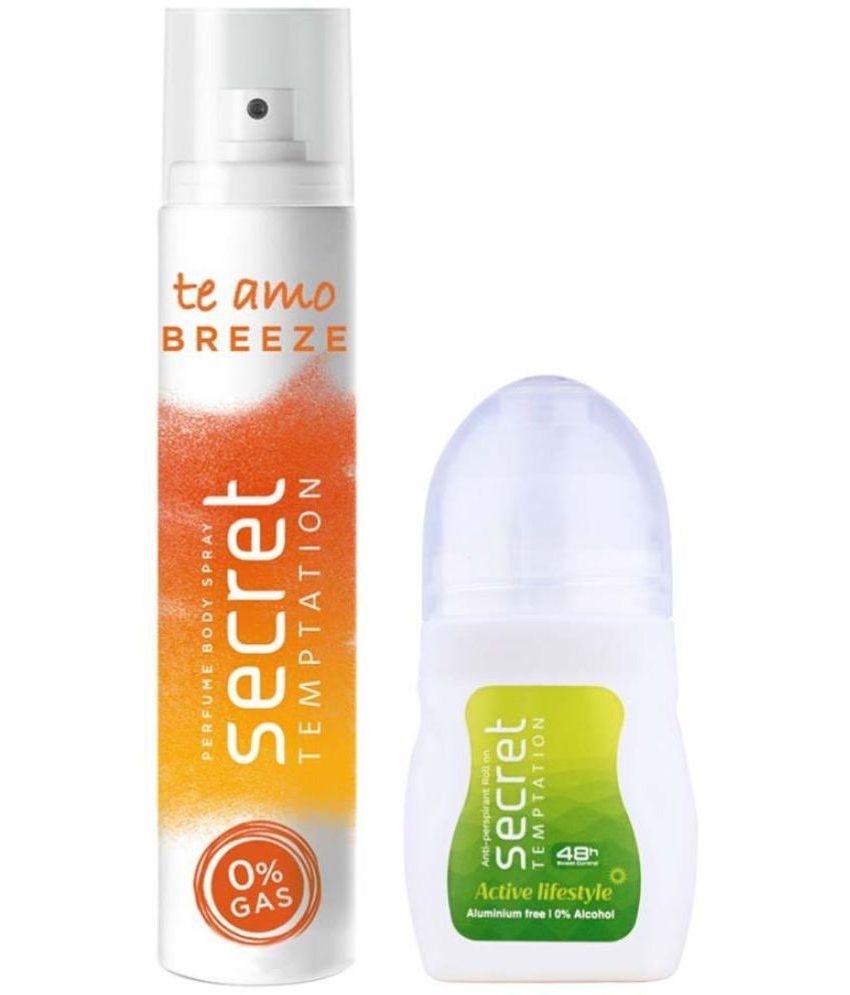     			Secret temptation Active Lifestyle Roll-on 50ml & Breeze Body Spary 120ml,Combo Pack of 2 for Women
