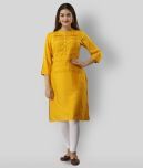 Frionkandy - Yellow Rayon Women's Straight Kurti ( Pack of 1 )