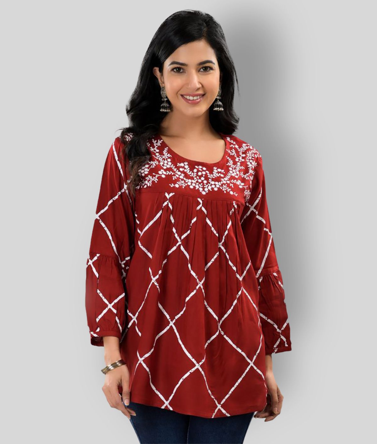     			FABRR - Maroon Rayon Women's A-Line Top ( Pack of 1 )