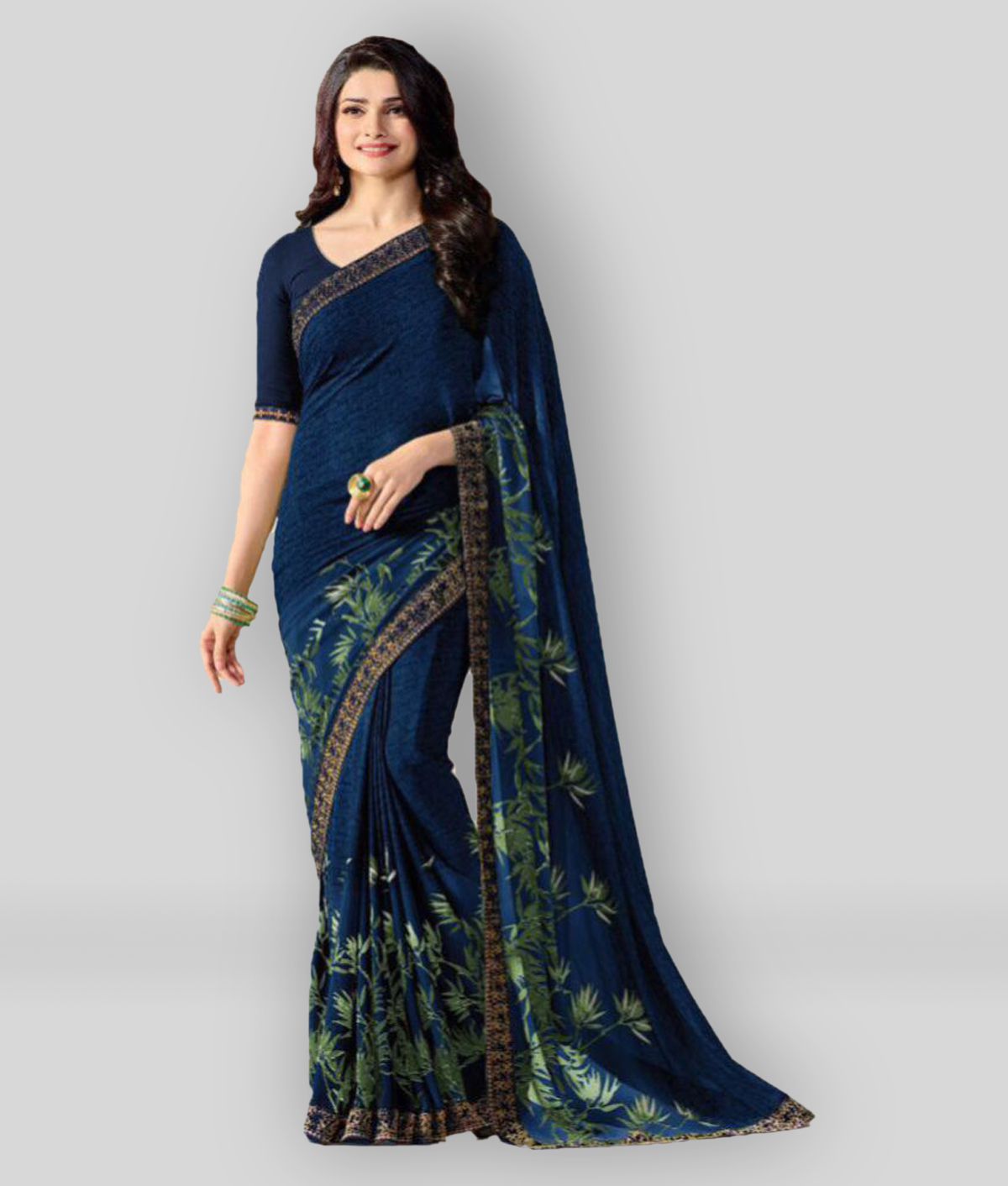     			Gazal Fashions - Blue Chiffon Saree With Blouse Piece (Pack of 1)