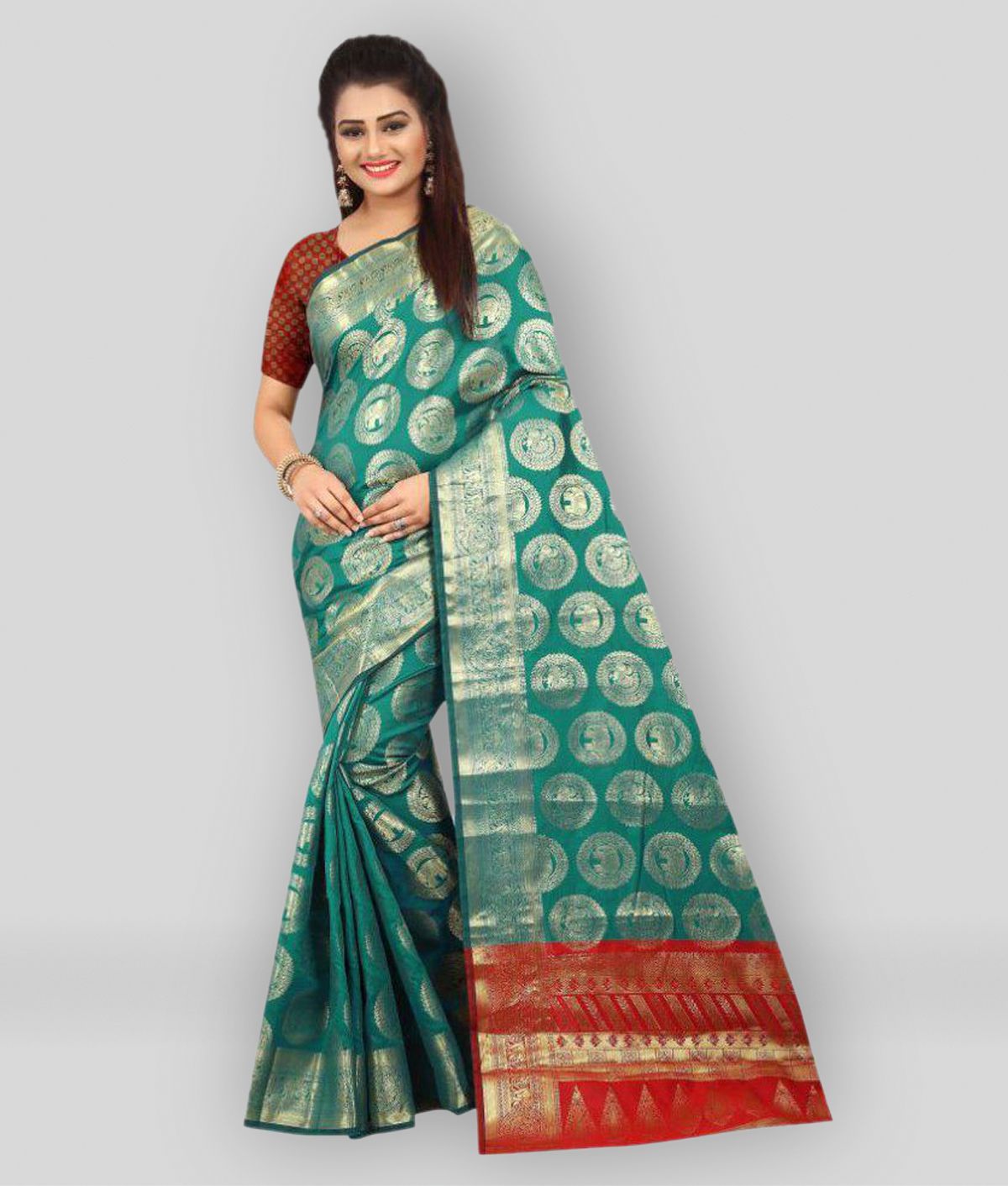     			Gazal Fashions - Multicolor Banarasi Silk Saree With Blouse Piece ( Pack of 1 )