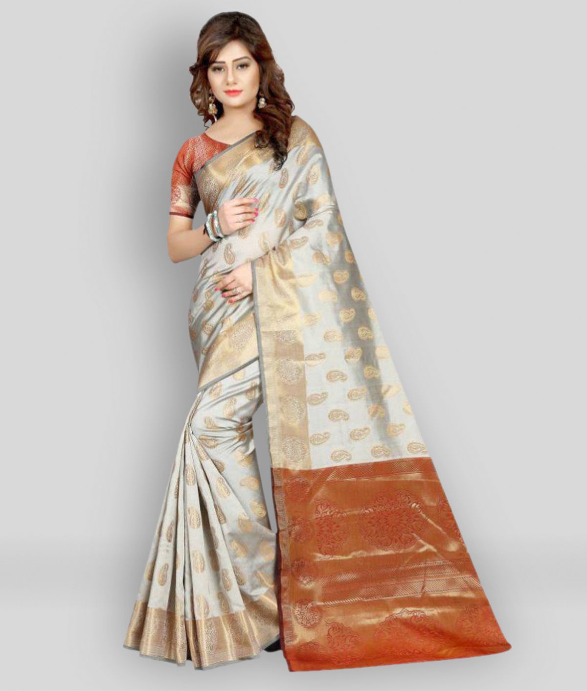    			Gazal Fashions - Multicolor Banarasi Silk Saree With Blouse Piece (Pack of 1)