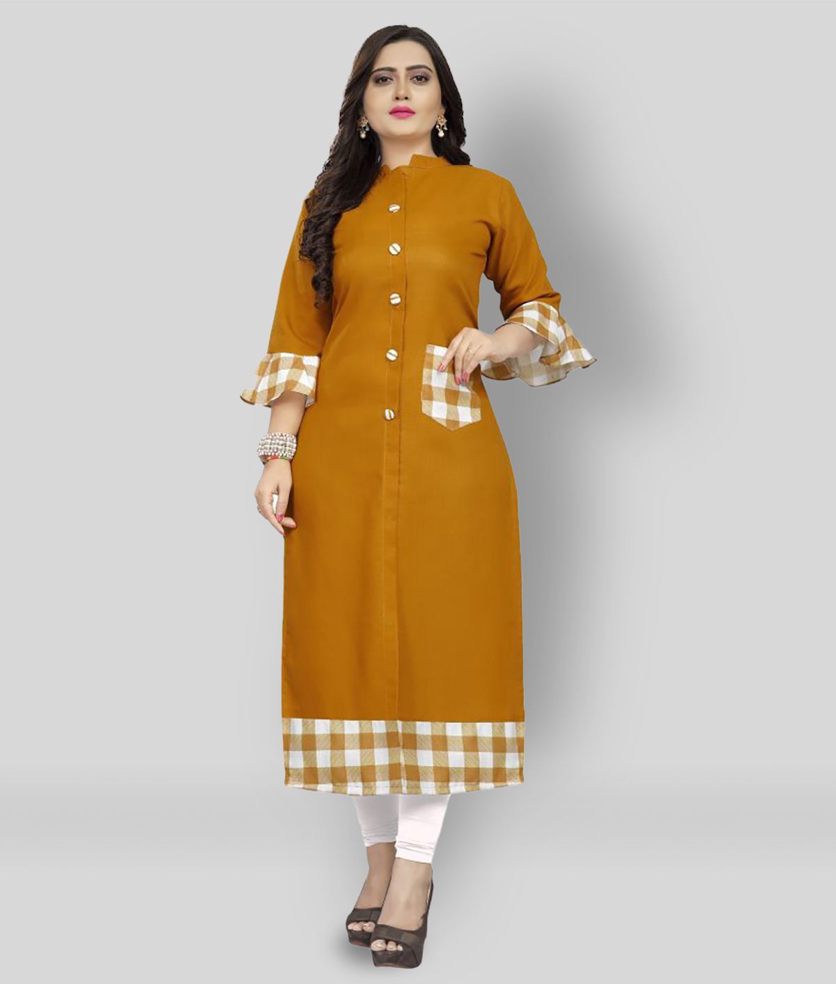     			Lerkiza - Rust Cotton Women's Straight Kurti ( Pack of 1 )