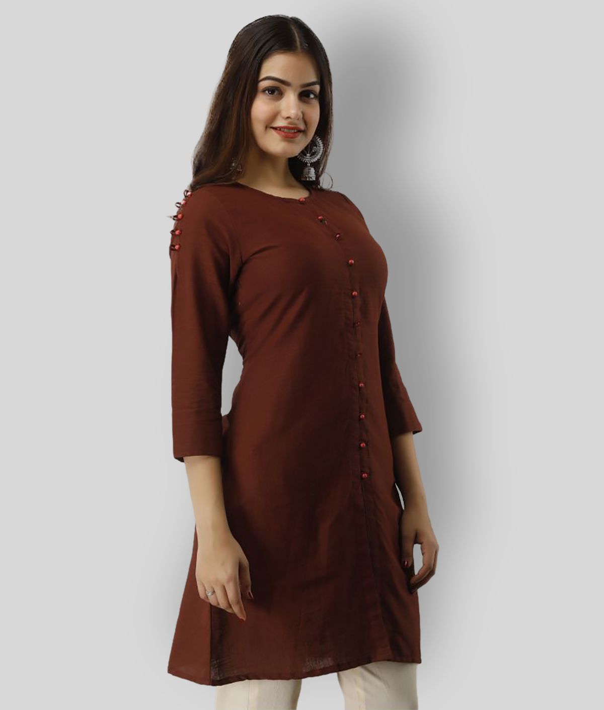     			SVARCHI - Brown Cotton Women's Tunic ( Pack of 1 )