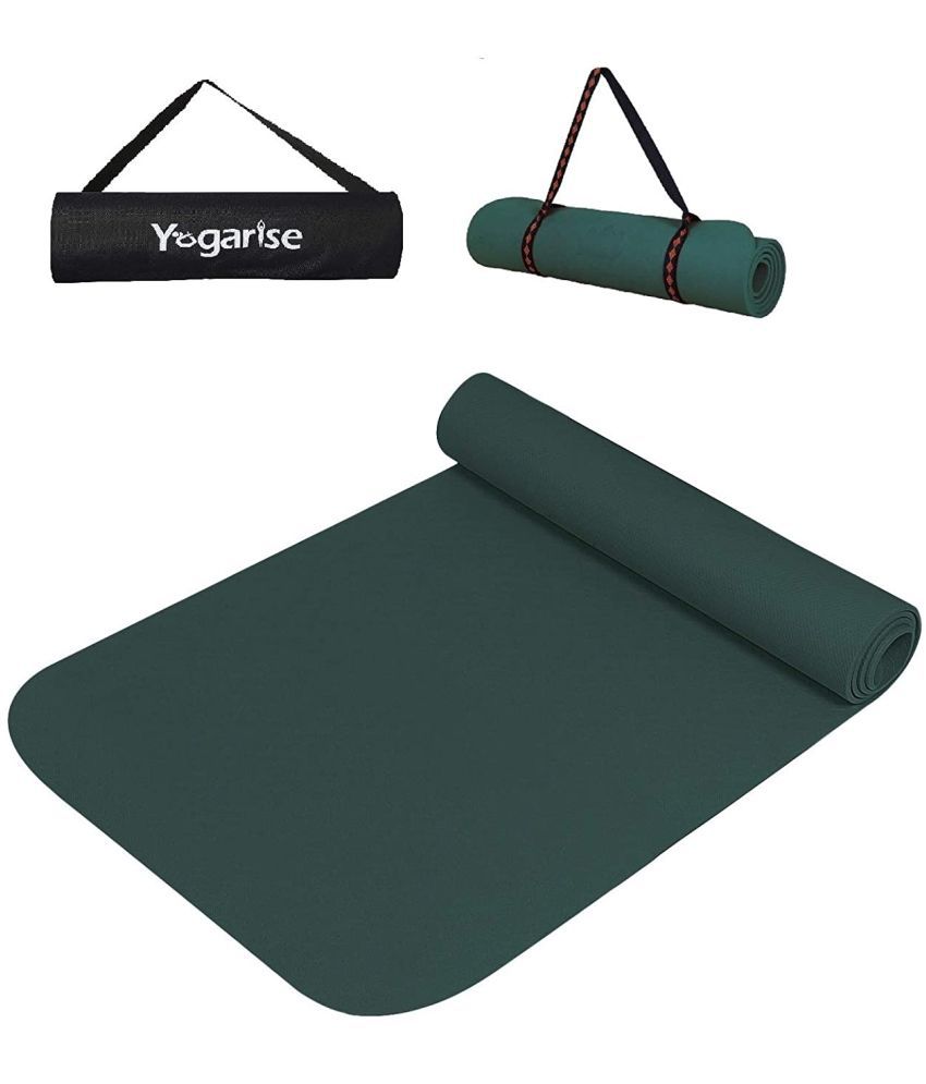     			Yogarise 4mm Anti-Skid Yoga Mat with Carry Bag & Strap For Home Gym & Outdoor Workout, Water-Resistant, Easy to Fold, EVA Material (Bottle Green)
