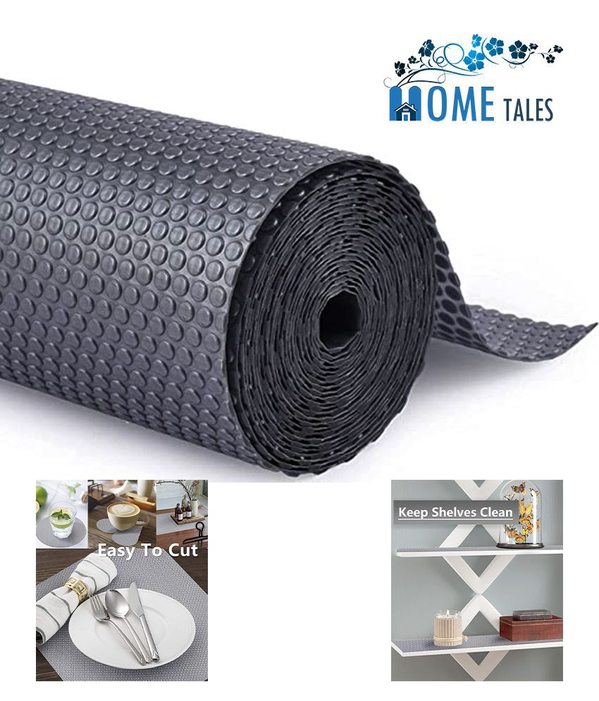     			HOMETALES Multipurpose ( 45 cm X 1.5 m) EVA Anti-Slip Mat Liners For Bathroom, Kitchen, Fridge & Table Mat -Grey (Round Dot Pattern)