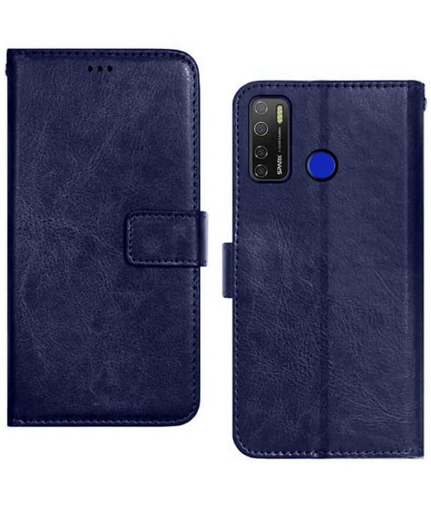     			Doyen Creations - Blue Flip Cover Compatible For Tecno Pop 5 Pro ( Pack of 1 )