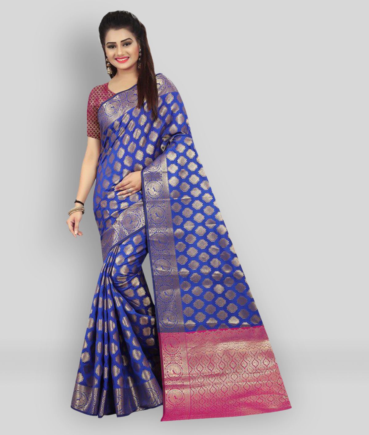 Gazal Fashions - Multicolor Silk Saree With Blouse Piece ( Pack of 1 )