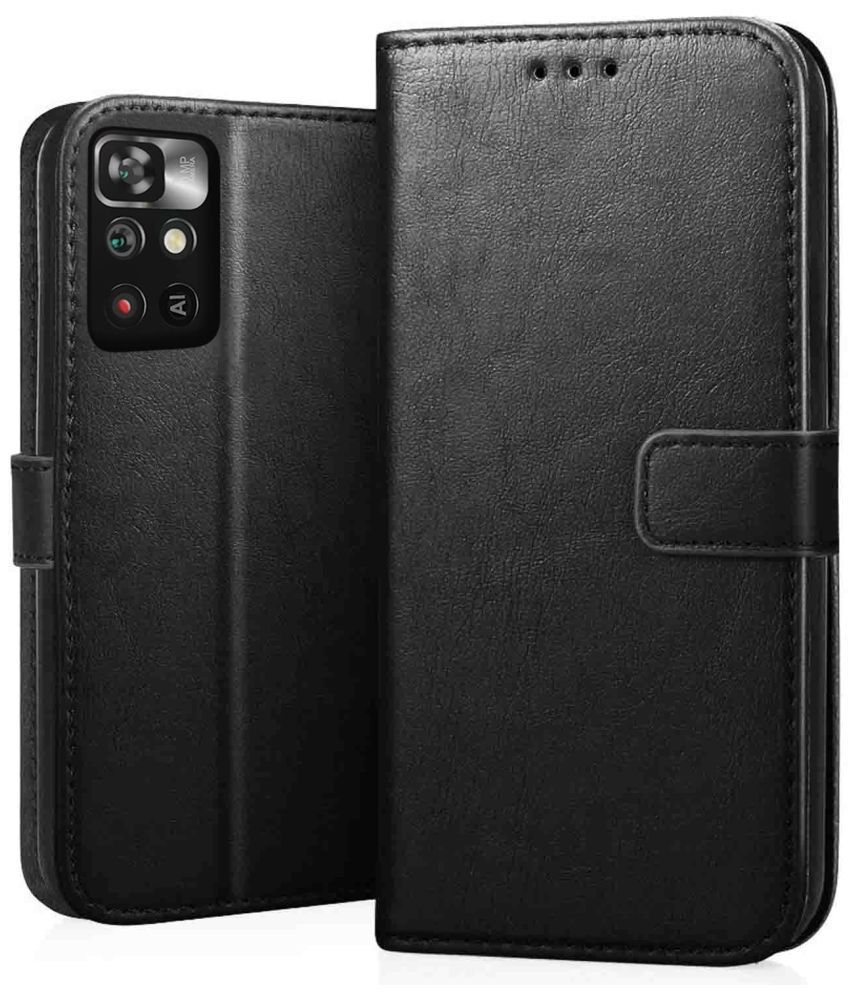     			Kosher Traders - Black Flip Cover Compatible For Redmi Note 11T ( Pack of 1 )