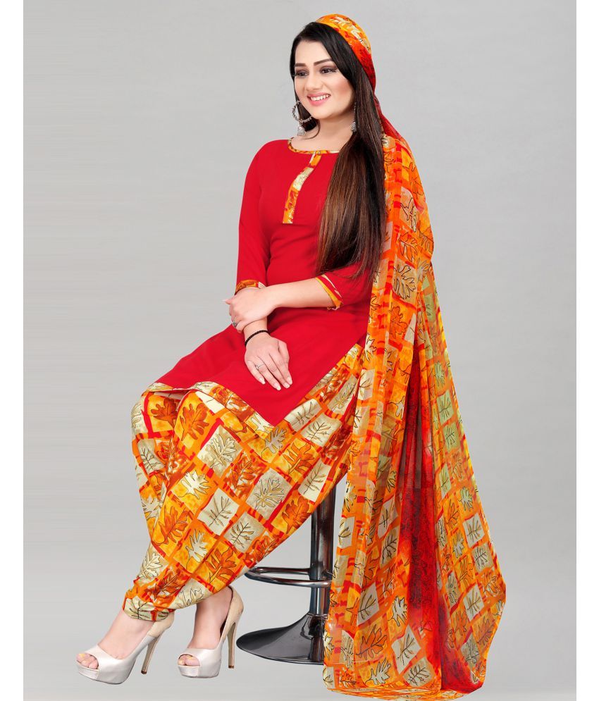 SIRIL Red Solid Unstitched Dress Material ( Pack of 1 ) Buy SIRIL