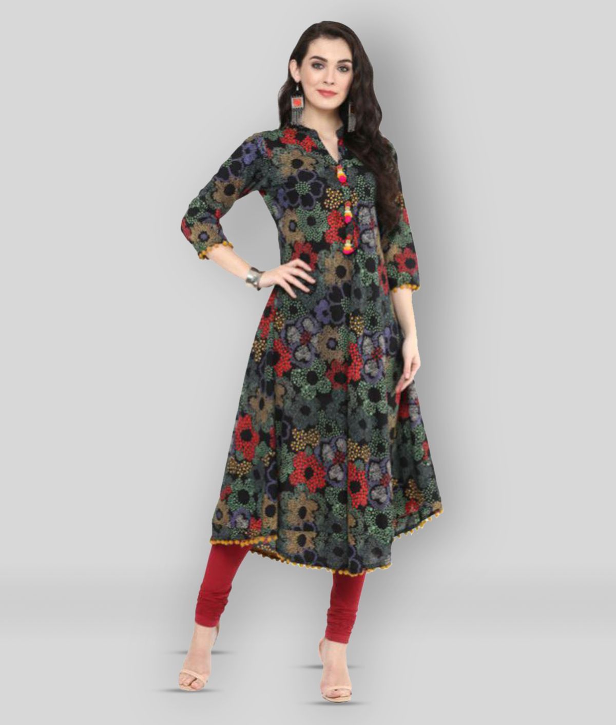 Yash Gallery - Multicolor Cotton Women's A-line Kurti ( Pack of 1 ...