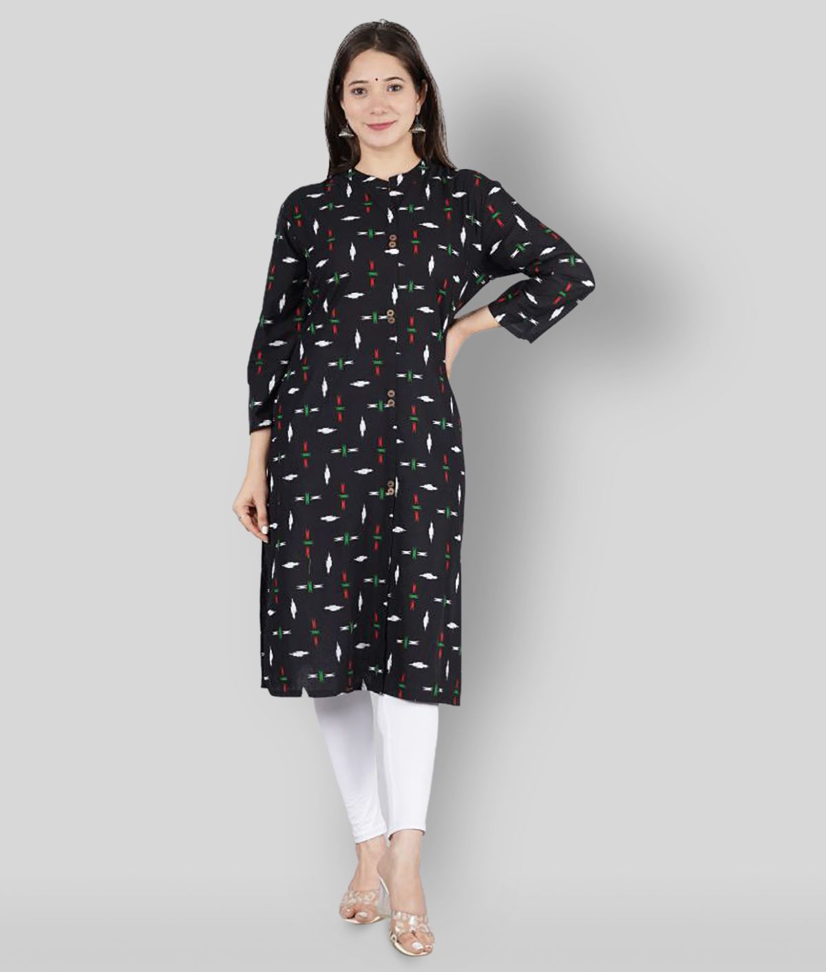     			KIPEK - Black Cotton Women's Straight Kurti