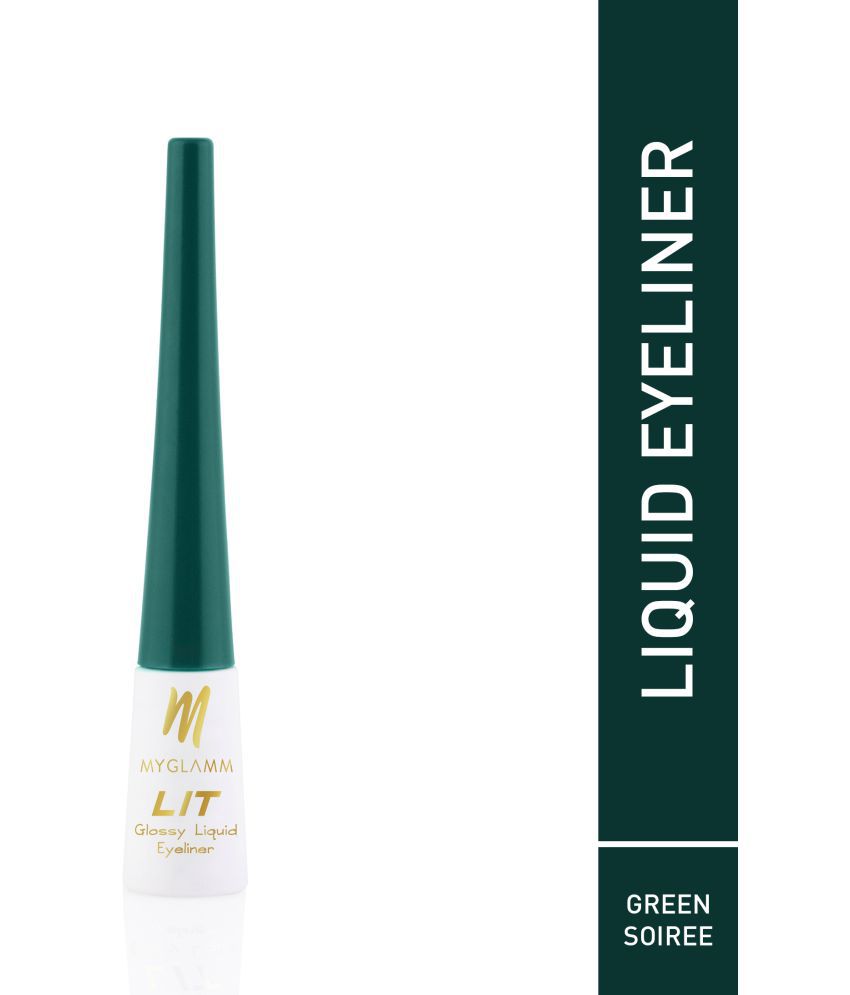     			MYGLAMM - Green Glossy Eye Liner Liquid ( Pack of 1 )