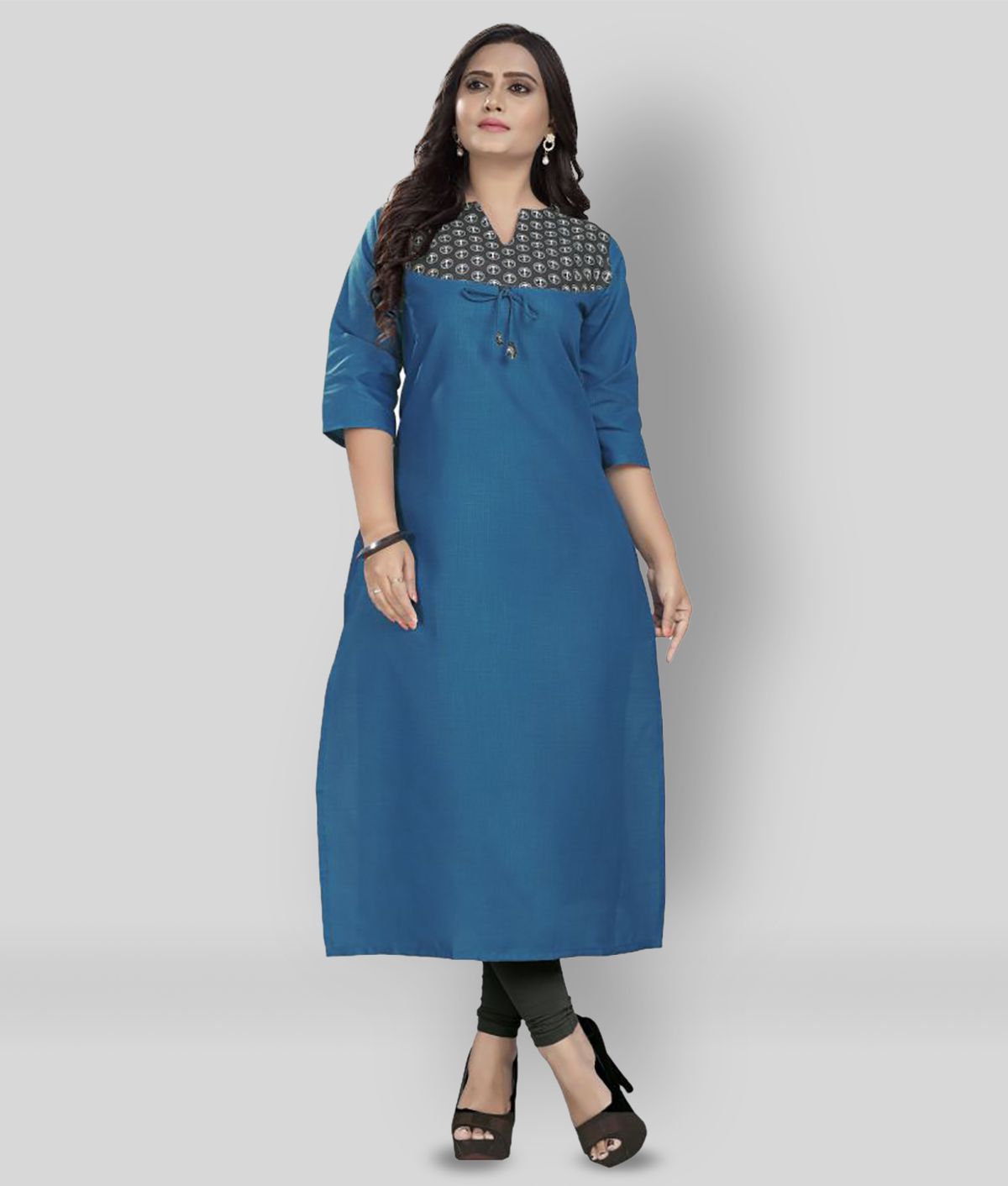     			Rangrasiya - Blue Cotton Women's Straight Kurti ( Pack of 1 )