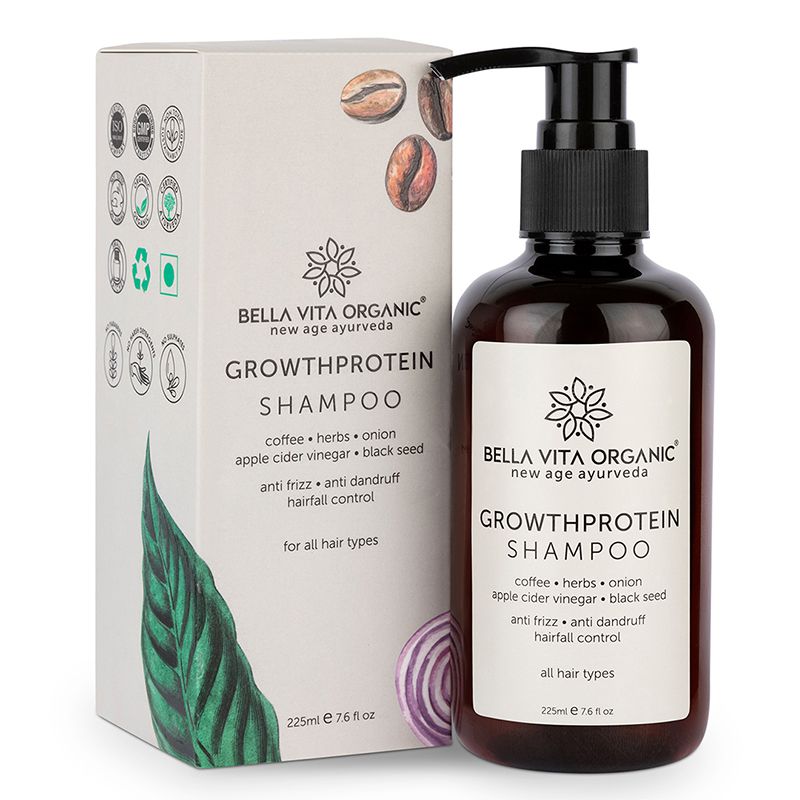 Bella Vita Organic Growth Protein Conditioning Shampoo Anti Frizz, Hairfall Control, Greying, Volumizing & Anti Dandruff - 225 ml
