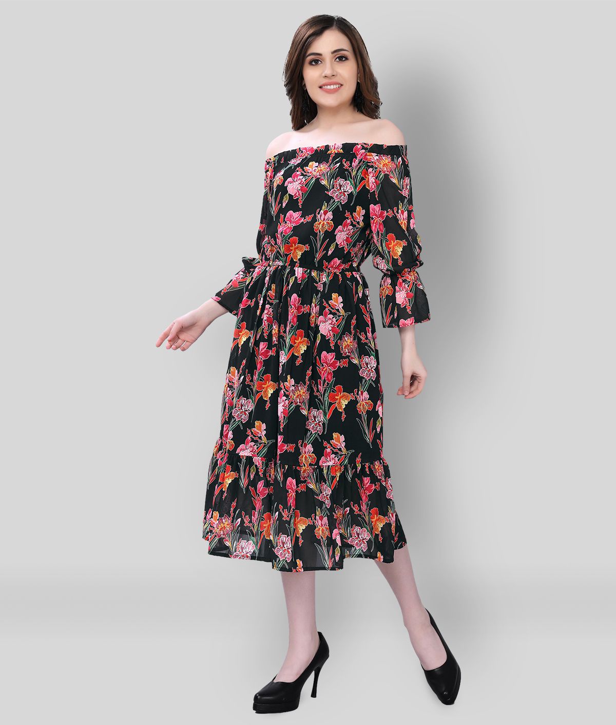     			Selvia - Multicolor Crepe Women's Off Shoulder Dress ( Pack of 1 )
