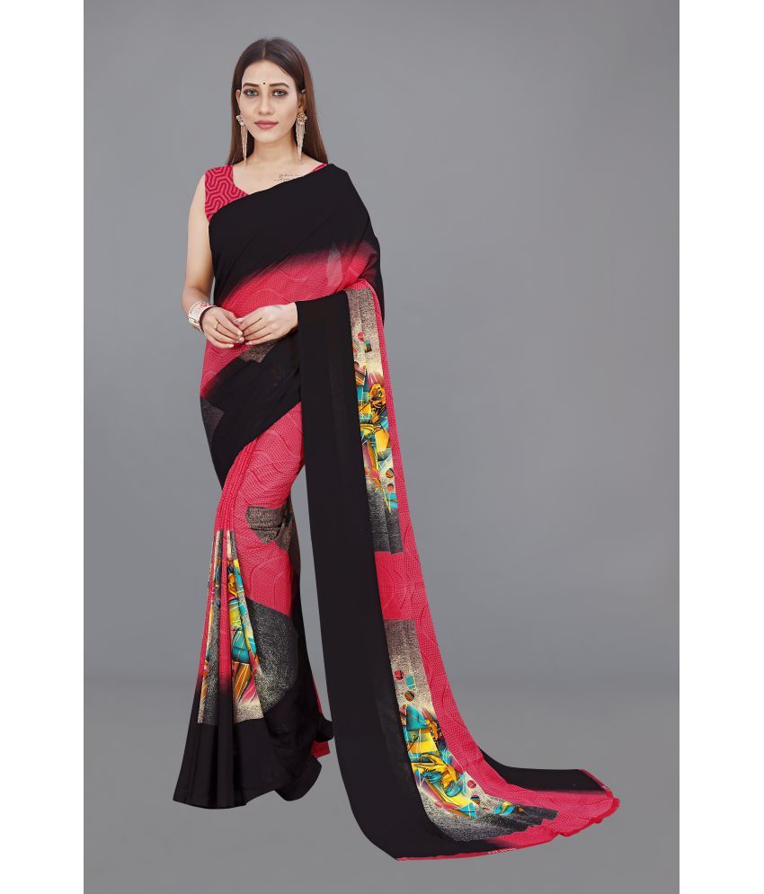     			Anand Sarees - Pink Georgette Saree With Blouse Piece ( Pack of 1 )