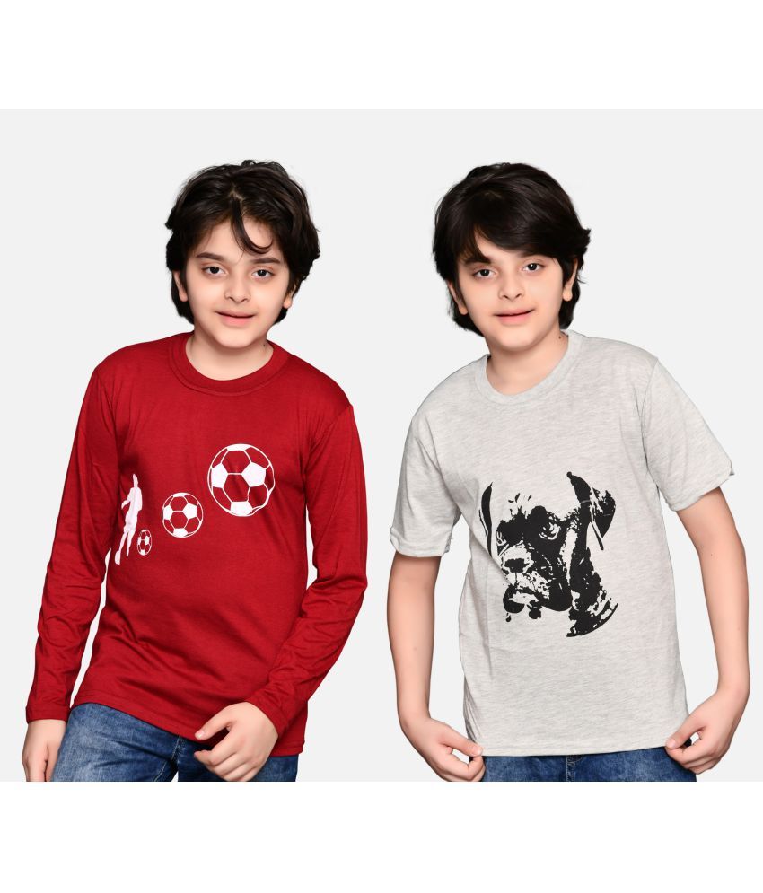     			TADEO - Multi Color Cotton Blend Boy's T-Shirt ( Pack of 2 )