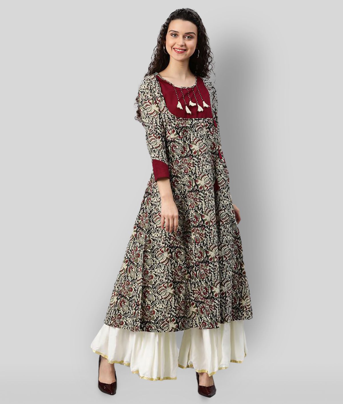     			Yash Gallery - Multicolor Cotton Women's Flared Kurti ( Pack of 1 )