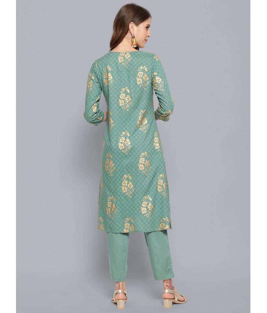     			Antaran - Green Rayon Women's A-line Kurti ( Pack of 1 )