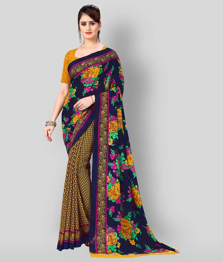 Buy Anand Sarees Multicolor Georgette Saree With Blouse Piece