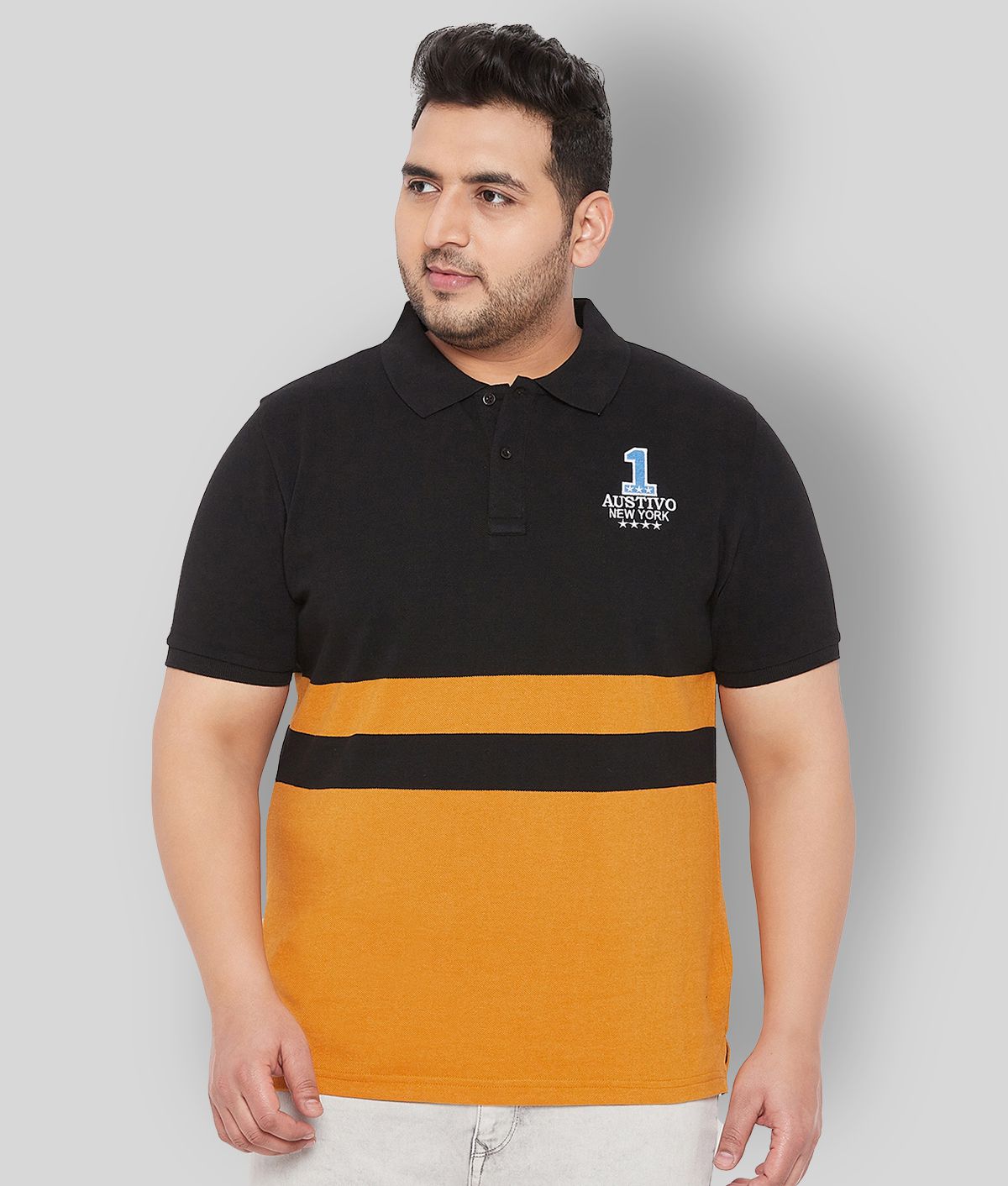     			AUSTIVO - Black Cotton Blend Regular Fit Men's Polo T Shirt ( Pack of 1 )