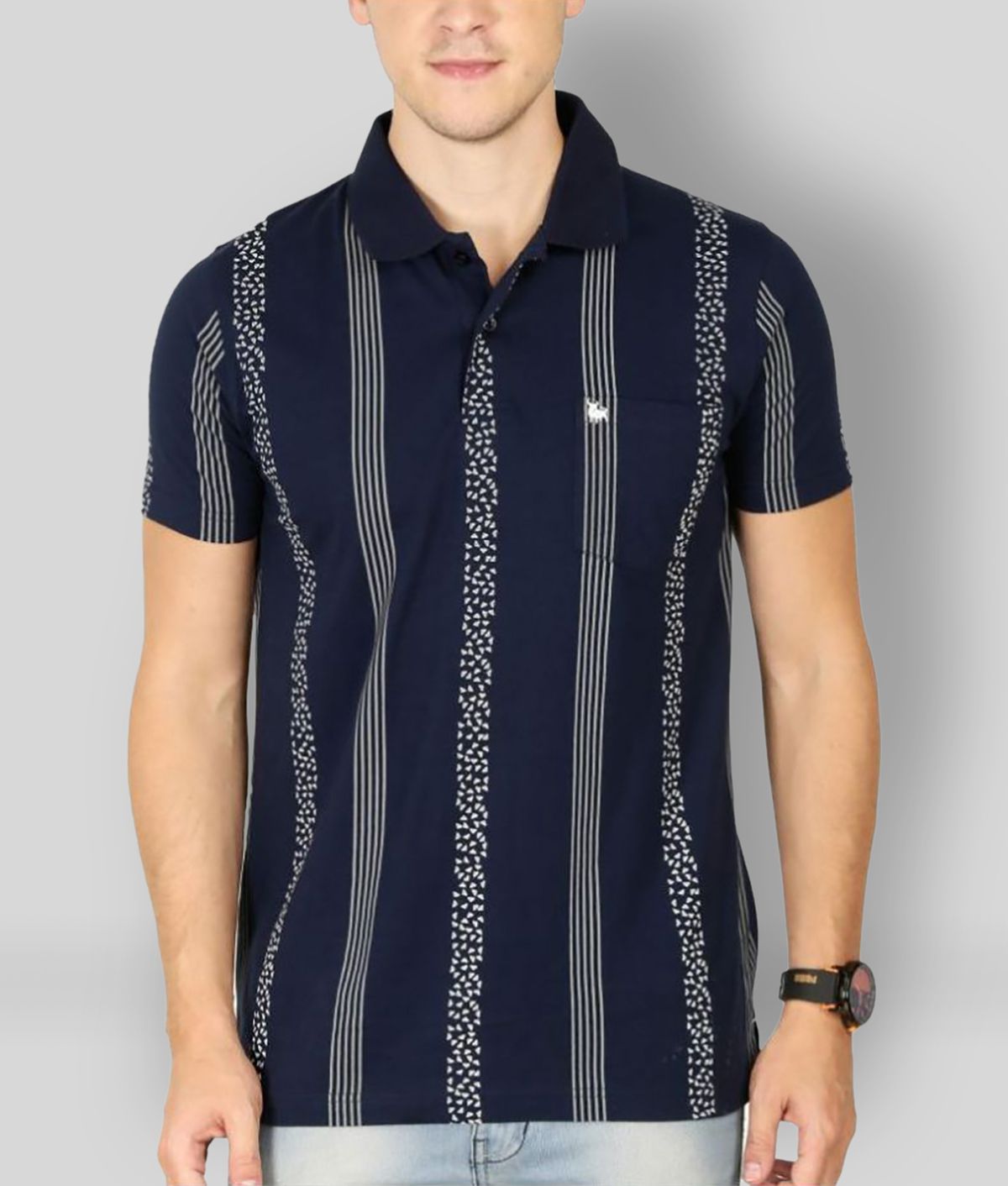     			BULLMER - Navy Cotton Blend Regular Fit Men's Polo T Shirt ( Pack of 1 )
