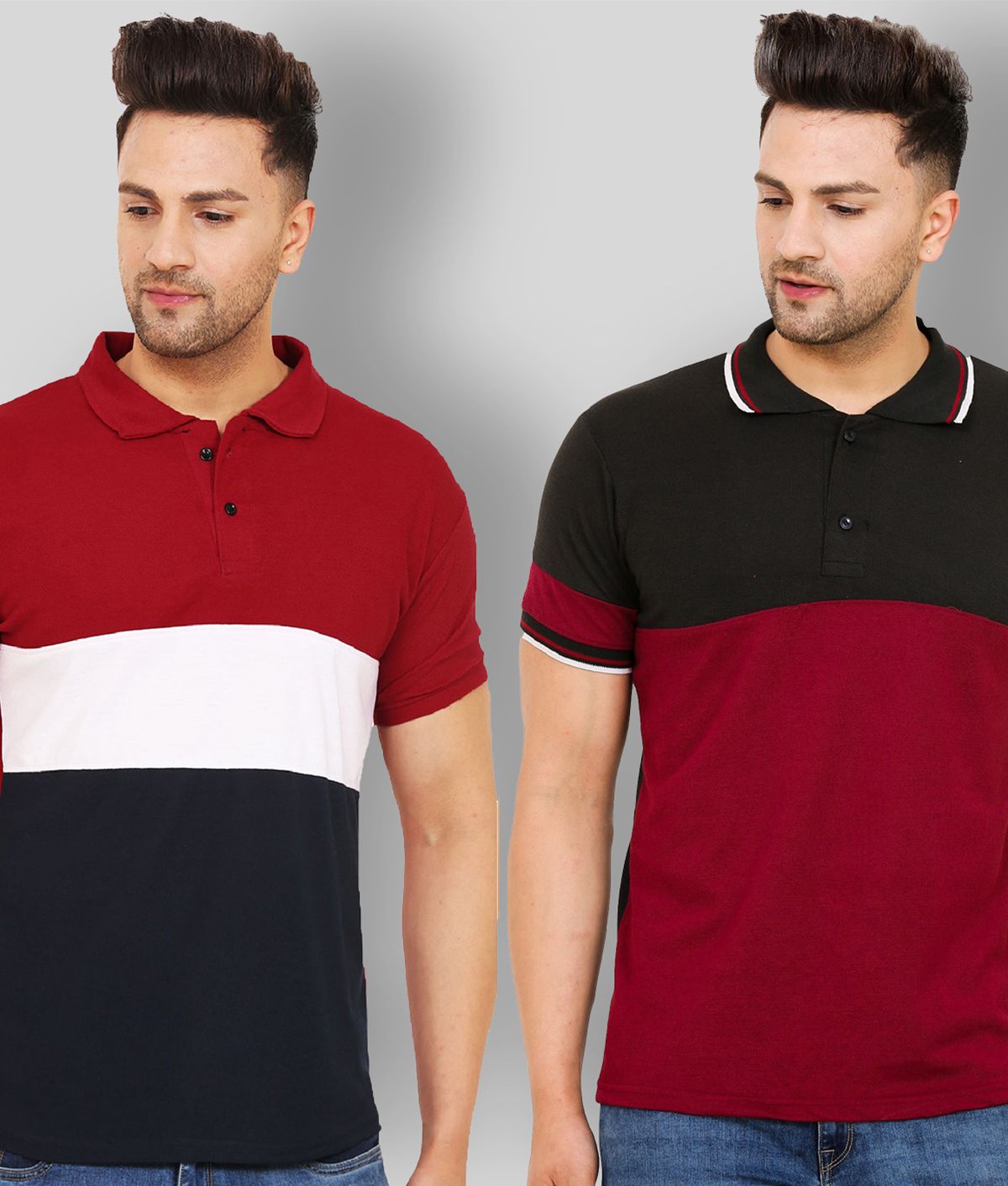     			Leotude - Multicolor Cotton Blend Regular Fit Men's Polo T Shirt ( Pack of 2 )