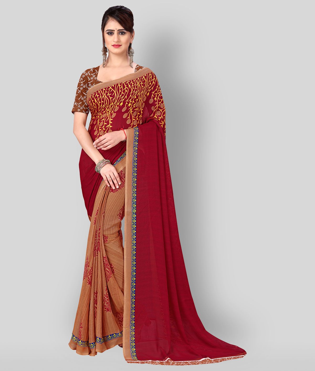     			Anand Sarees - Multicolor Georgette Saree With Blouse Piece (Pack of 1)