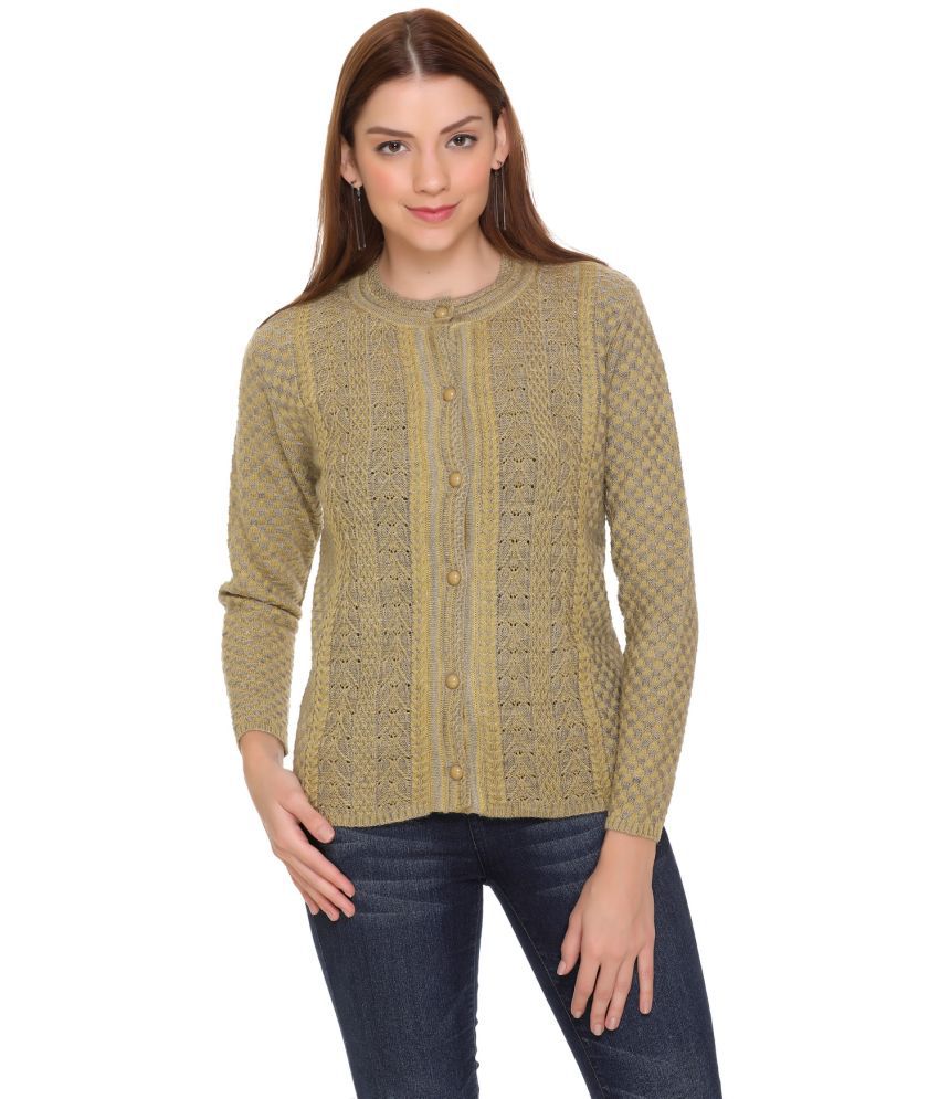     			Clapton Acrylic Yellow Buttoned Cardigans -