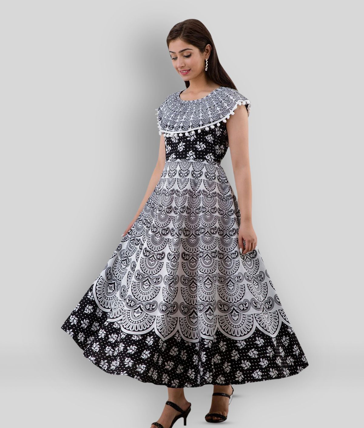 Buy Frionkandy Black Cotton Women S Fit And Flare Dress Pack Of 1 Online At Best Price In India Snapdeal