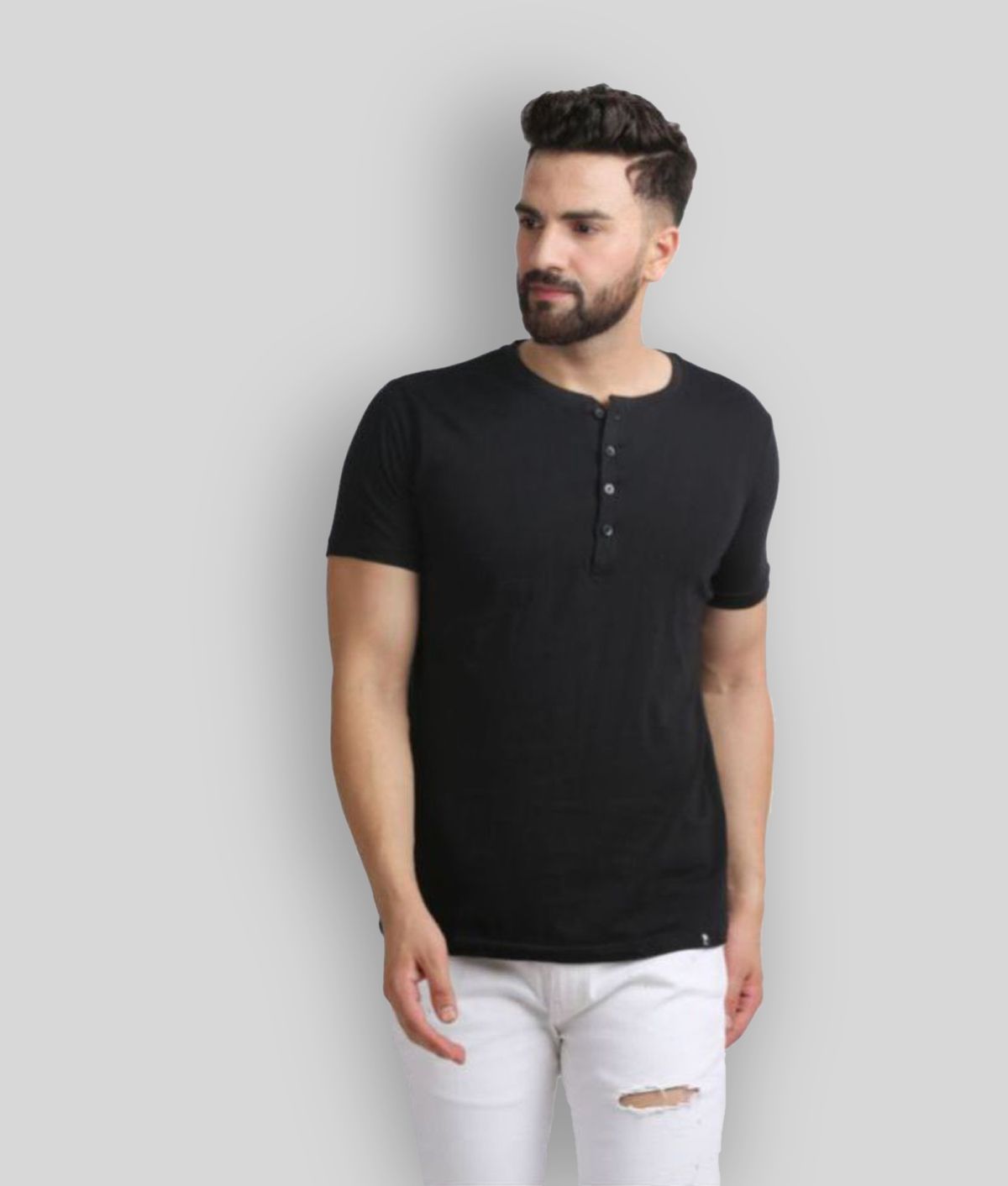     			Leotude - Black Cotton Blend Regular Fit Men's T-Shirt ( Pack of 1 )