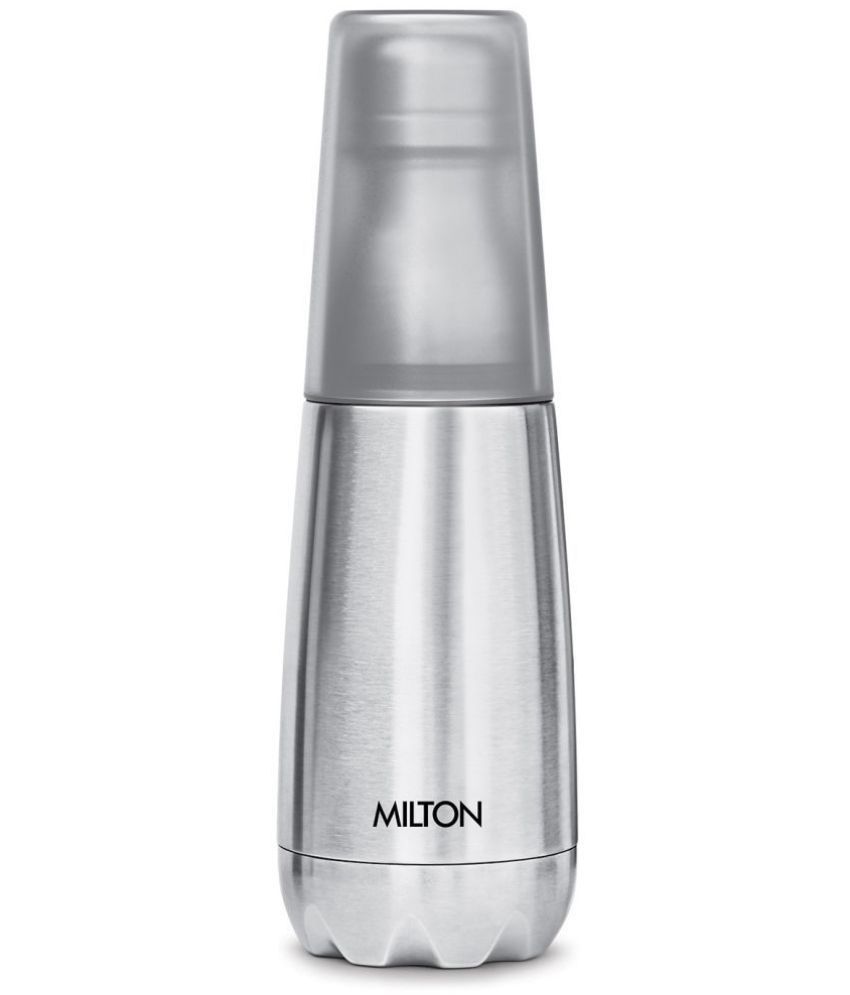     			Milton Vertex 500 Thermosteel Hot or Cold Water Bottle with Unbreakable Tumbler, 500 ml, Silver