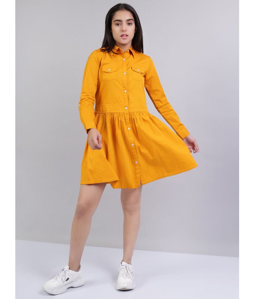     			Naughty Ninos - Yellow Rayon Girls A-line Dress ( Pack of 1 )