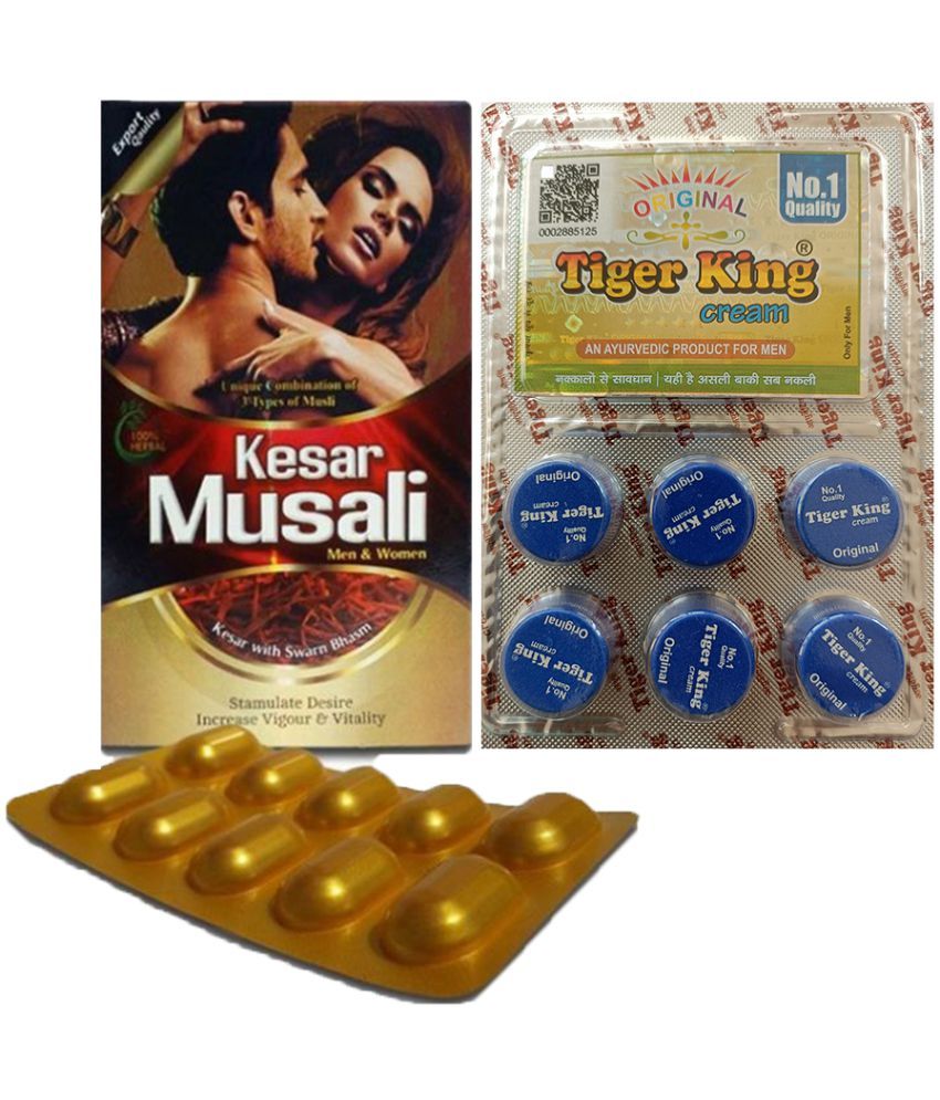     			Combo of Dr. Chopra Kesar Musali Ayurvedic Capsule (for Men & Women) + Tiger King Cream An Ayurvedic Product for Men 100% Original