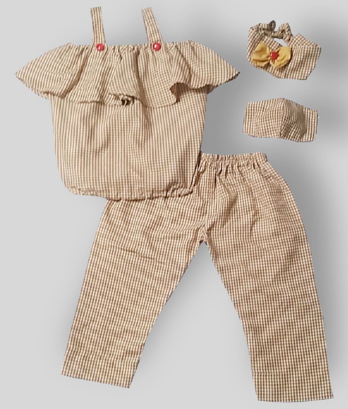     			harshvardhanmart - Khaki Cotton Blend Baby Girl Dresses ( Pack of 1 )