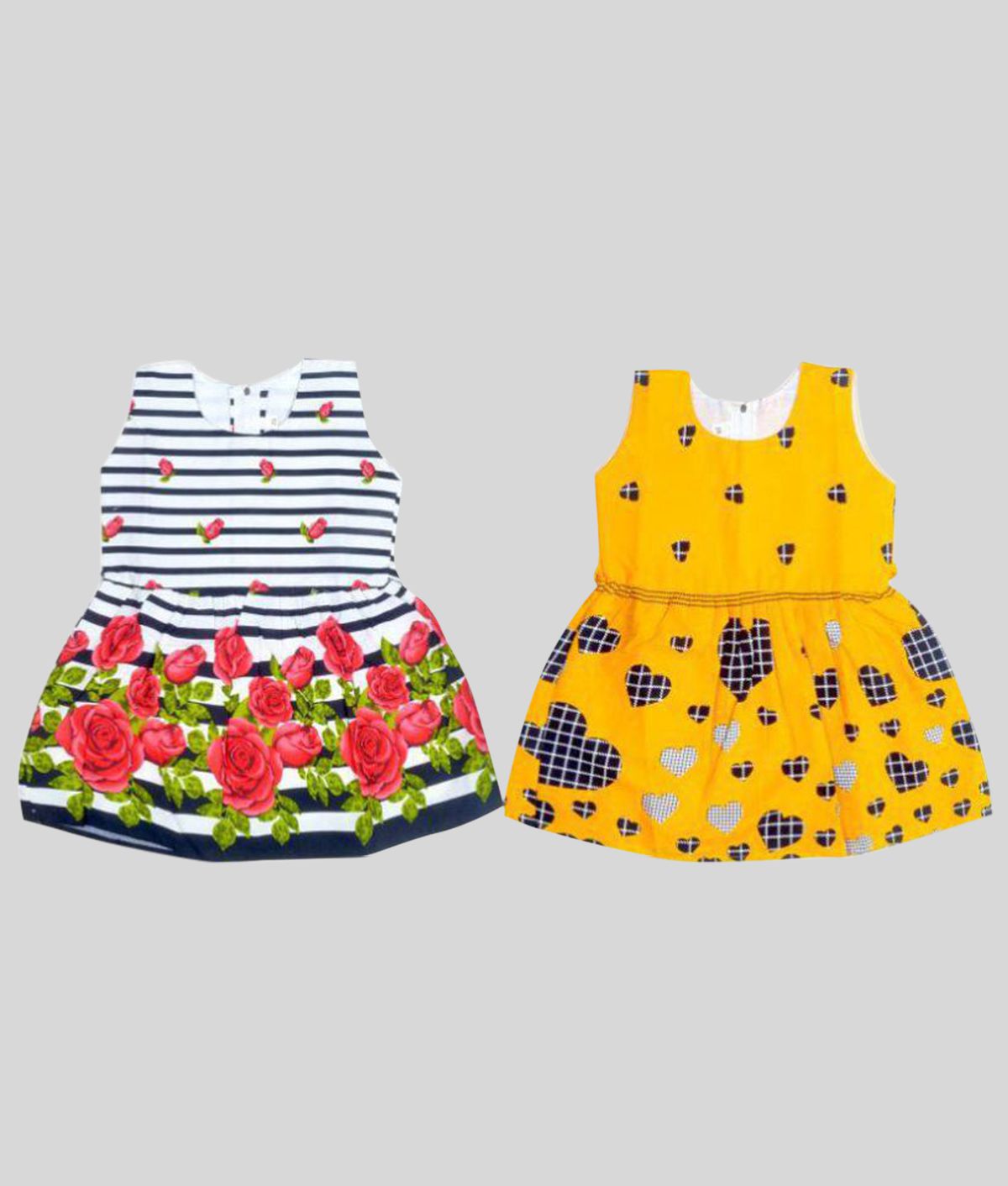     			Sathiyas - Red Cotton Baby Girl Frock ( Pack of 2 )