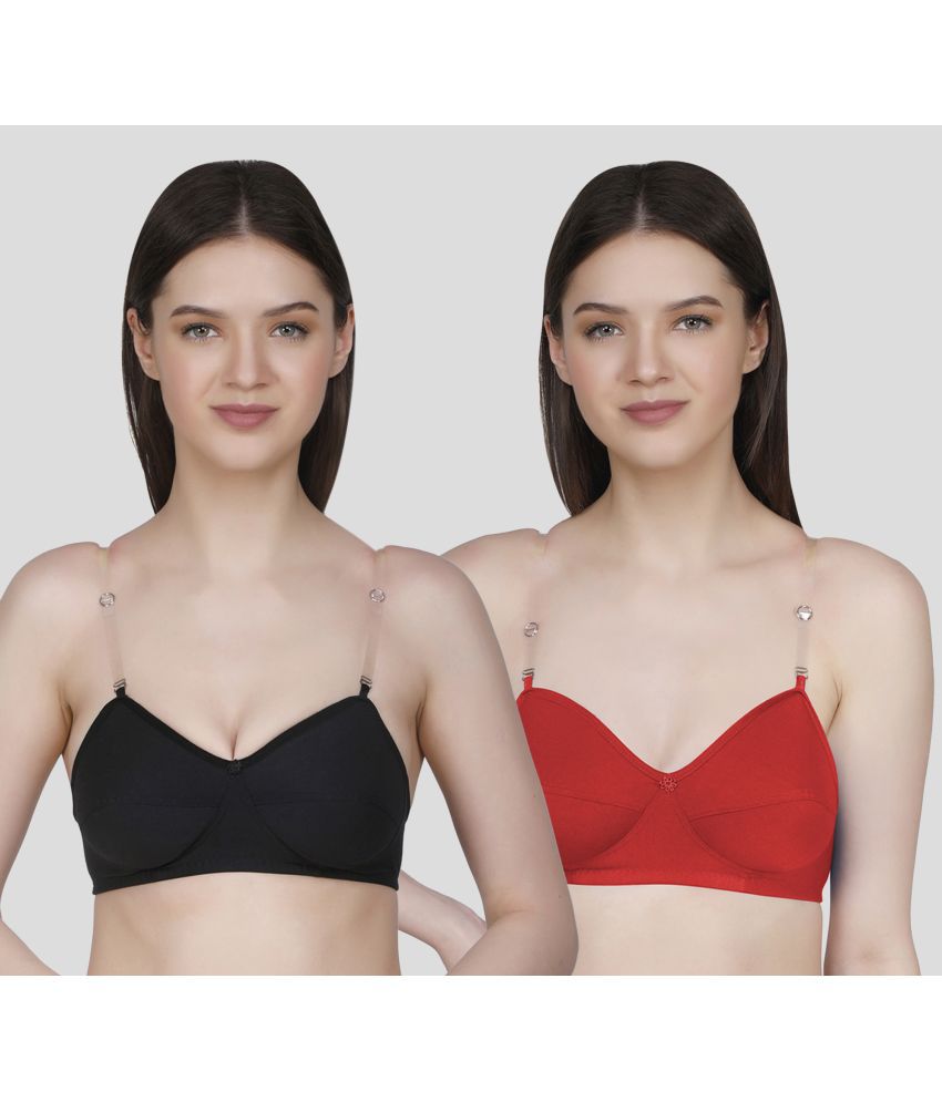     			TCG - Red Cotton Blend Non Padded Women's Everyday Bra ( Pack of 2 )
