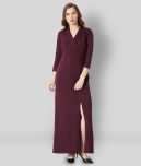 Miss Chase - Maroon Crepe Women's Side Slit Dress ( Pack of 1 )