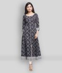 Yash Gallery - Black Cotton Blend Women's Front Slit Kurti ( Pack of 1 )